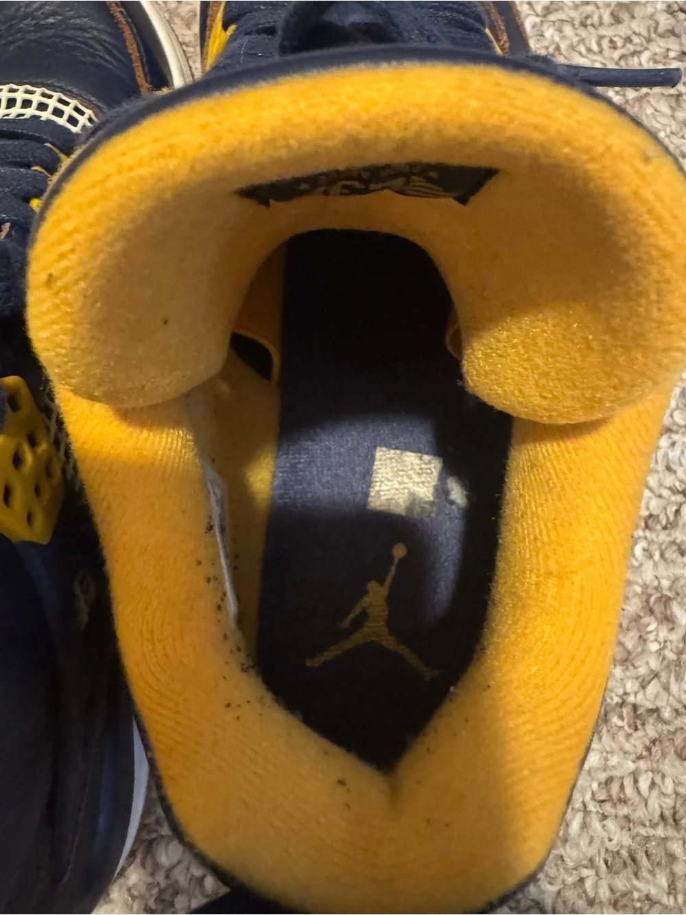 Jordan Men’s Navy and Yellow High-Top Sneakers